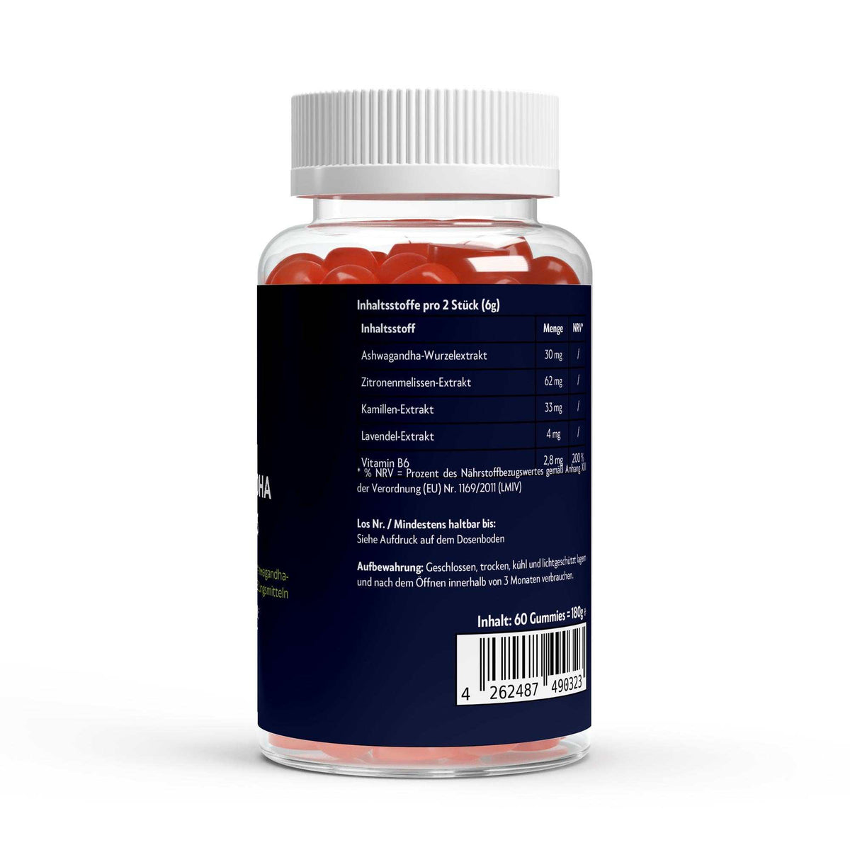 Nährwerte von Ashwaganda Gummies und Vitamin B6 von The Vital Manufacture