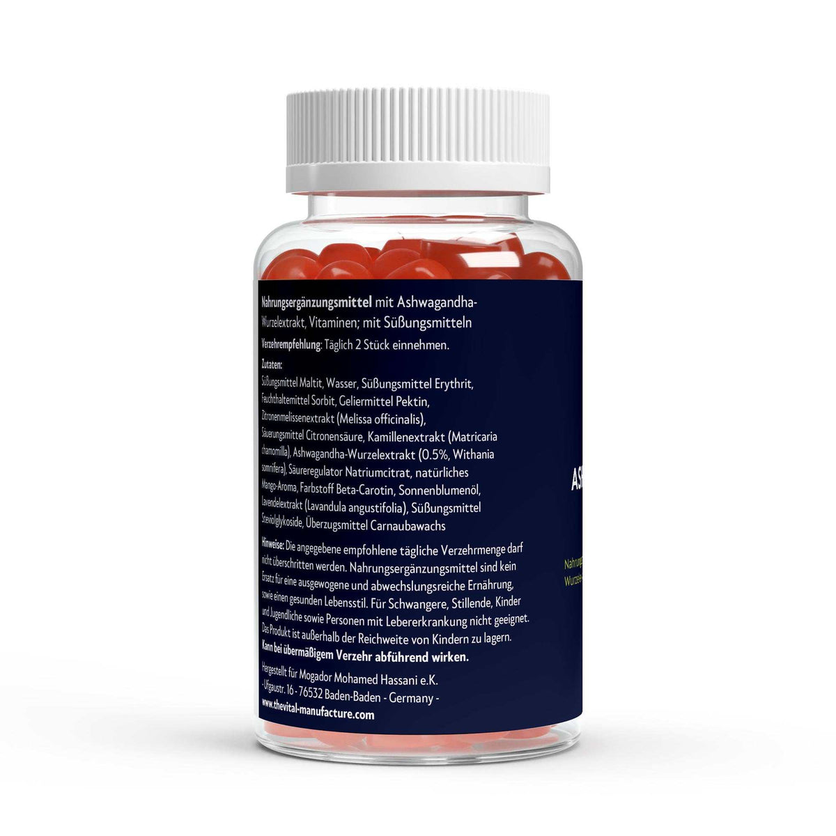 Verzehrsempfehlung von Ashwaganda Gummies und Vitamin B6 von The Vital Manufacture
