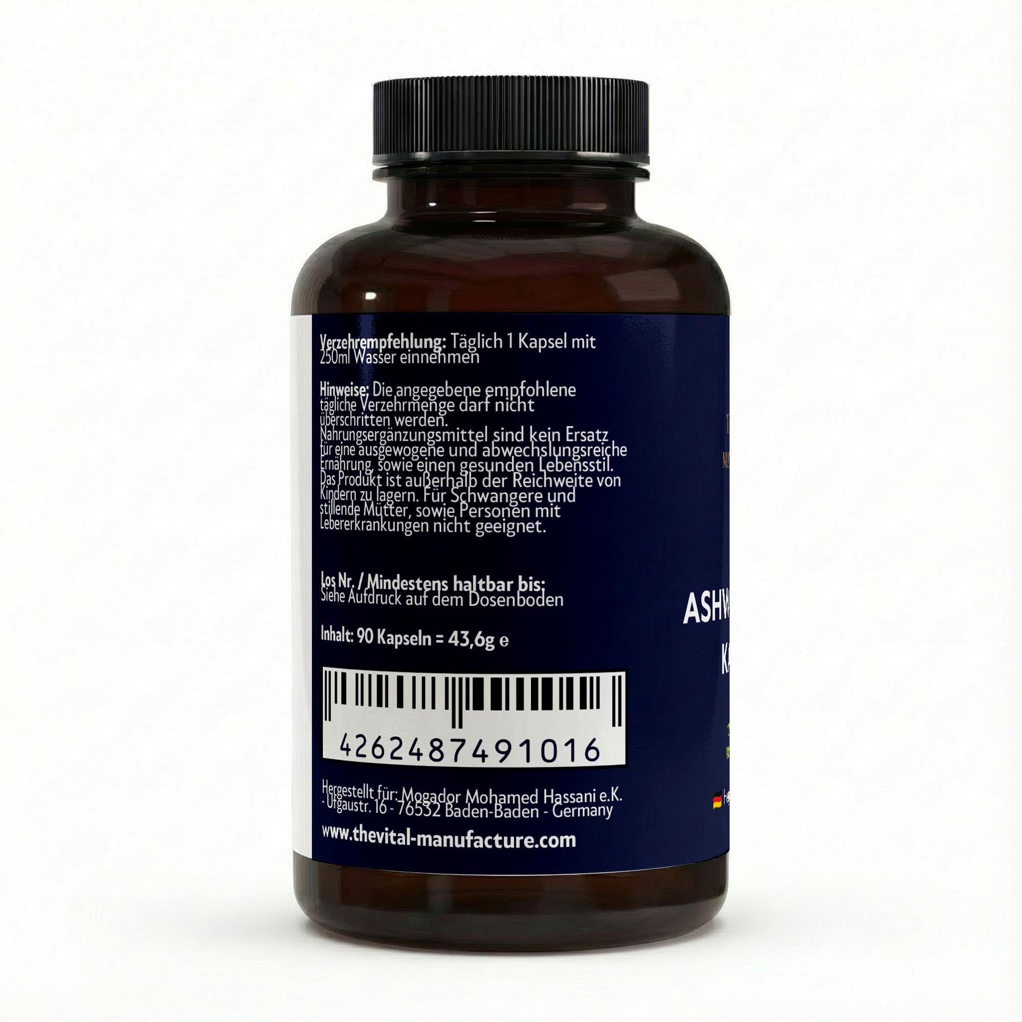 Verzehrsempfehlung auf Flakon für Ashwaganda und Vitamin B Gummies