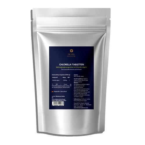 Doy Pack Chlorella Tabletten mit Nährwerten und Verzehrsempfehlung von The Vital Manufacture