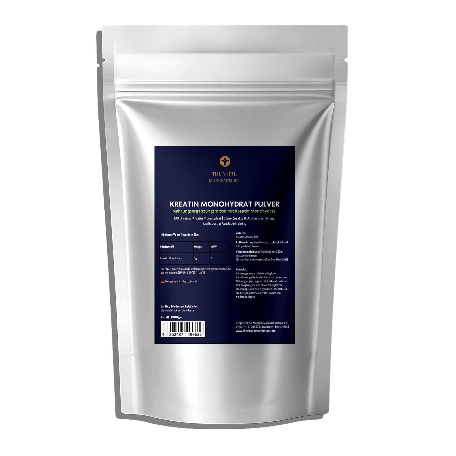 Doypack Kreatin monohydrat pulver von The Vital Manufacture