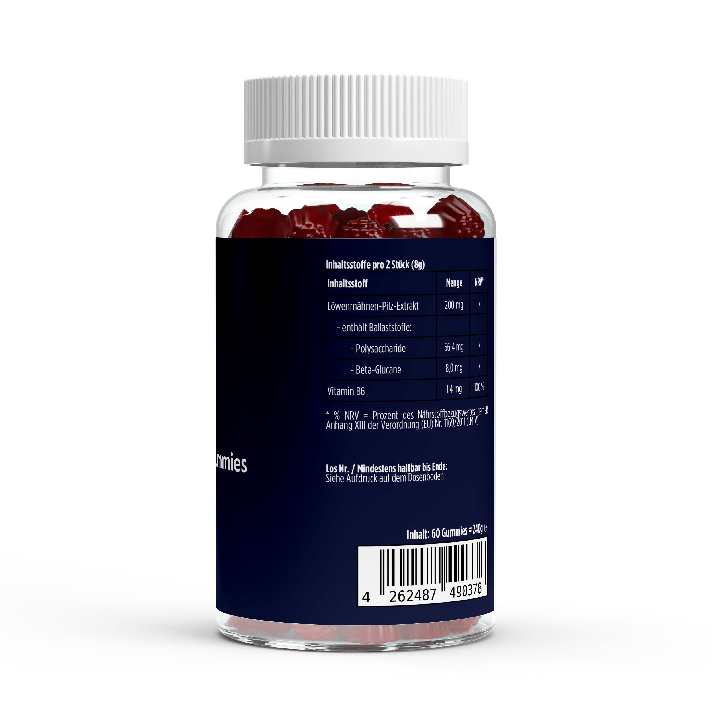 Löwenmähne + Vitamin B6 Gummies - 60 Stk.