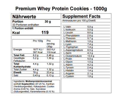 The Vital Manufacture Premium Whey Protein Cookies - 1.000g
