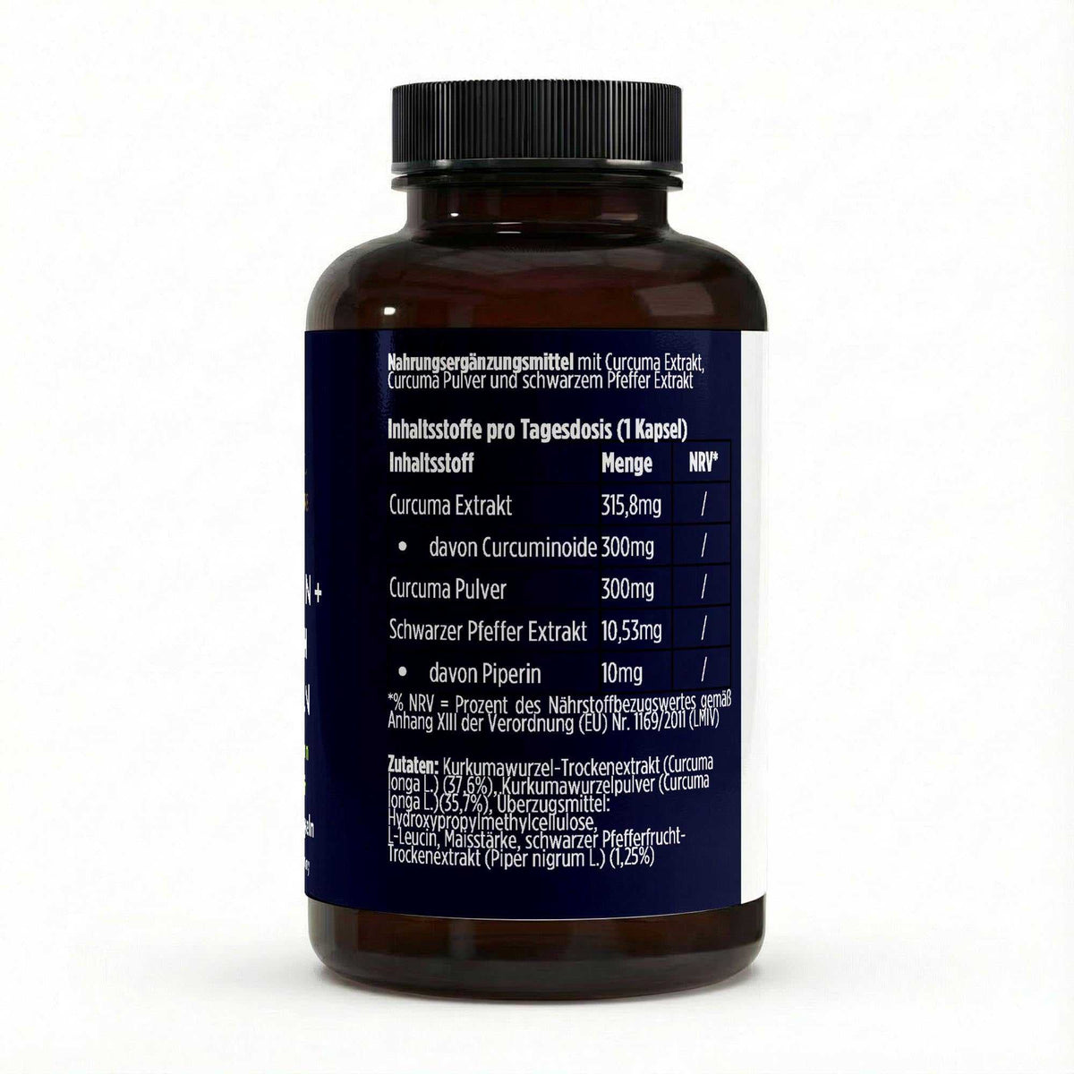 The vItal Manufacture Curcumin piperin 60 vegane Kapseln Nährwertangaben