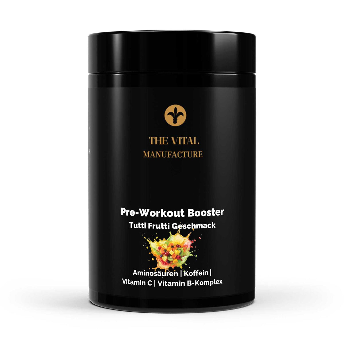 Dose des Pre-Workout Boosters Tutti-Frutti Geschmack von The Vital Manufacture (520g).