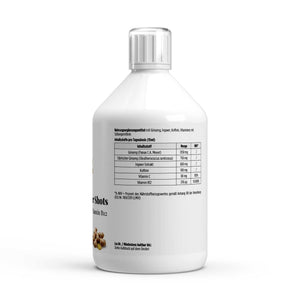 Hochwertige Ingwerwurzel und Panax Ginseng Knolle als natürliche Basis für die hochkonzentrierten Ginseng Power Shots von The Vital Manufacture – Fokus auf Frische und botanische Qualität.