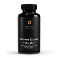 Dose der Grüntee Extrakt Tabletten von THE VITAL MANUFACTURE mit 60 Tabletten, Angabe von 100mg Extrakt und 40% Polyphenolgehalt auf dem Etikett